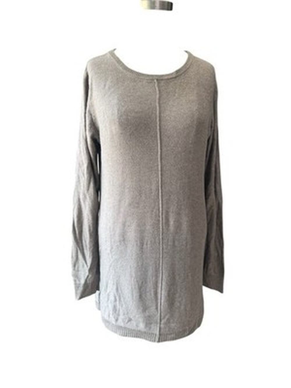 Joan Vass Studio Cashmere Blend Tunic Sweater Women's L Heather Gray Back Zip